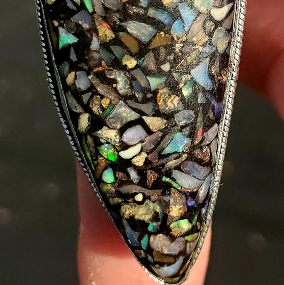 New Huge Copper Ethiopian Opal 925 Silver Statement Ring. - Picture 10 of 16